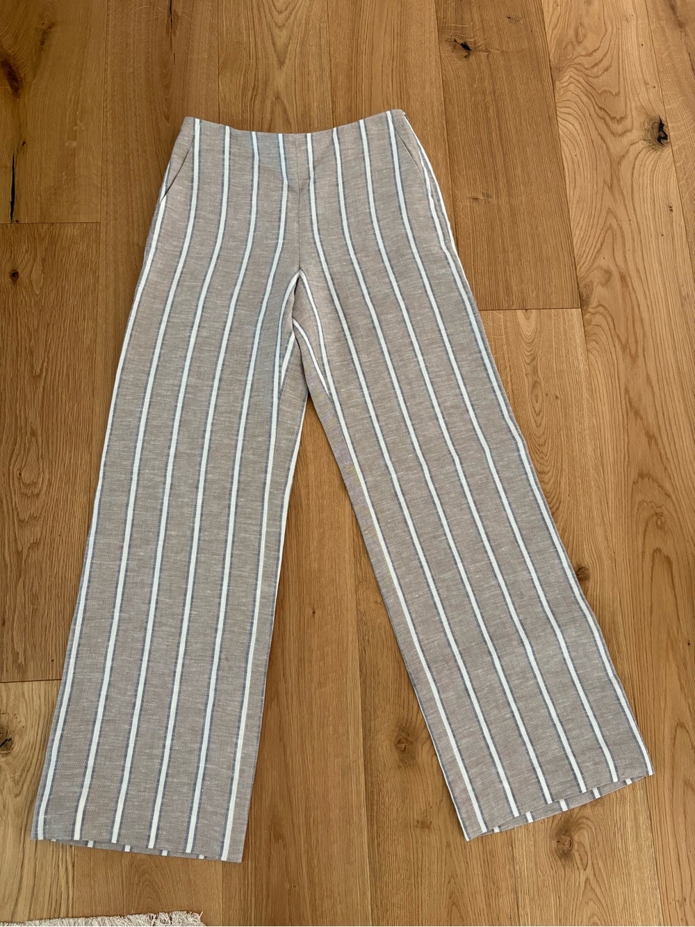 Lafayette 148 New York Linen Striped Wide Leg Pants